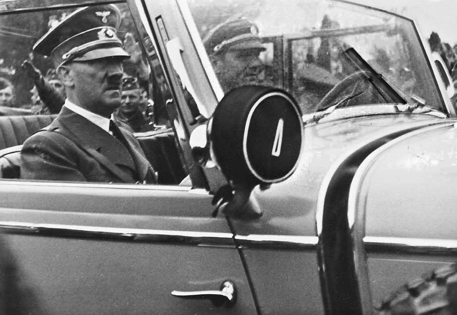 Adolf Hitler with his driver Erich Kempka visits the Polish front line
